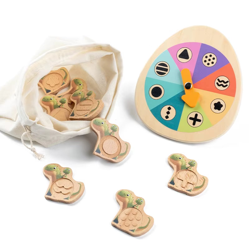 Kids Mystery Bag Tactile Memory Sensory Toys Montessori Dinosaur Turntable Shape Matching Game Sensory Training Educational Toys