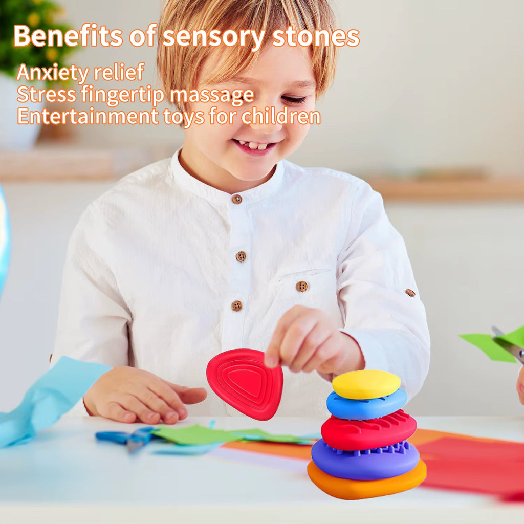 Fidget Toys Sensory Stone 6 Pack Textured Worry Stone Social Emotional Feelings Toys for Special Needs Fidget Stress Toys