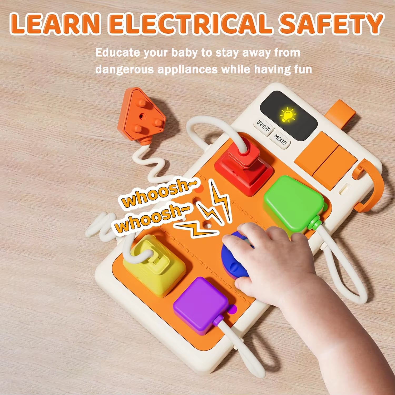 Montessori Early Educational Toys Sensory Plug Outlet for Toddlers Busy Board with Light & Sounds Airplane Car Travel Toys Gift