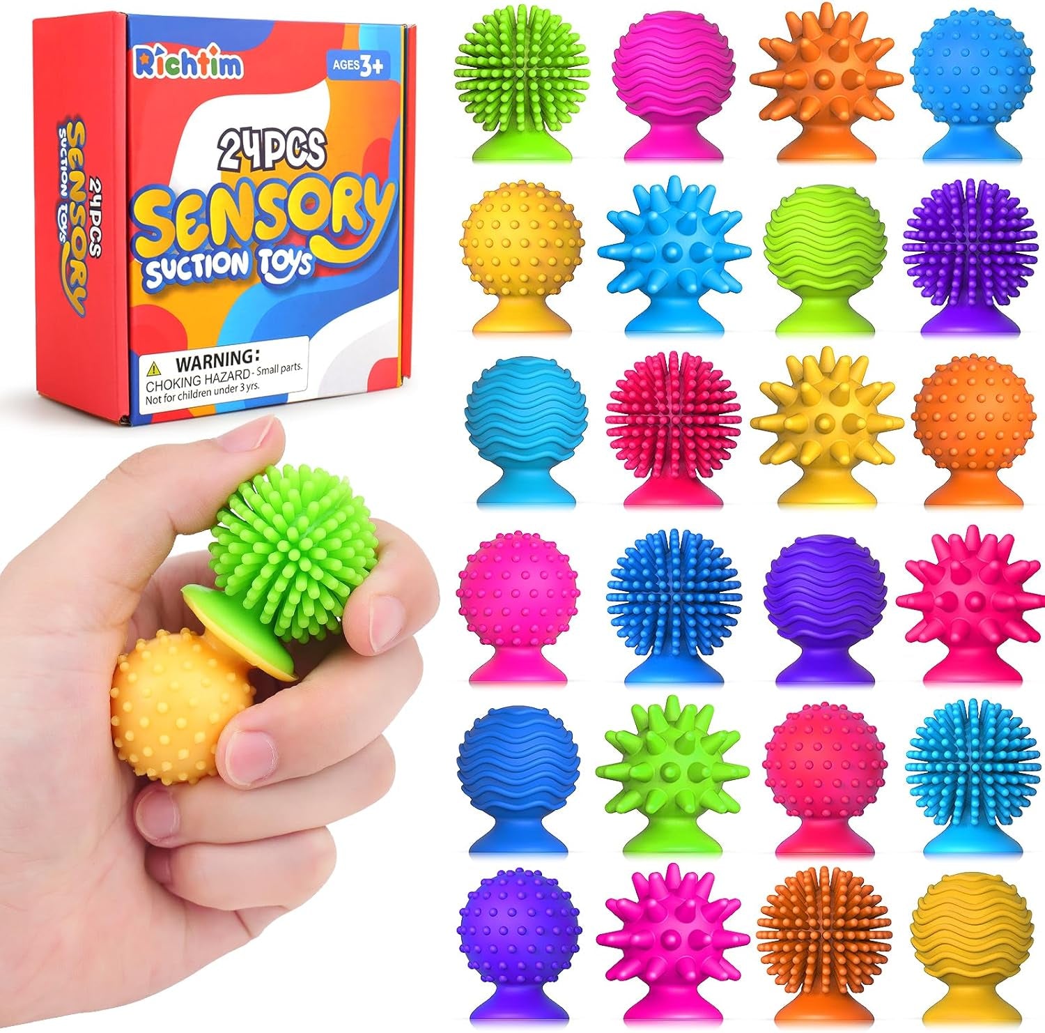 Sensory Fidget Toys Kids Adults: 24 Pack Textured Sensory Toys for Autism Kids C