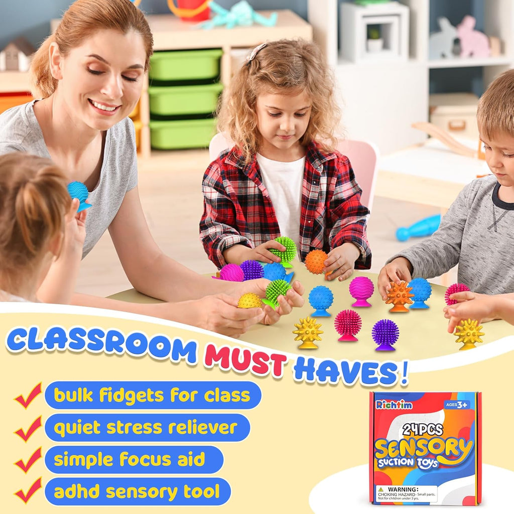 Sensory Fidget Toys Kids Adults: 24 Pack Textured Sensory Toys for Autism Kids C