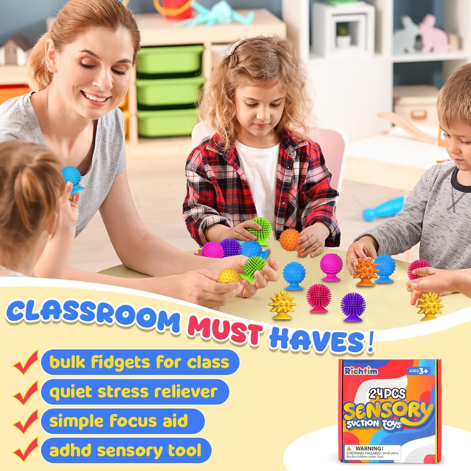 Sensory Fidget Toys Kids Adults: 24 Pack Textured Sensory Toys for Autism Kids C