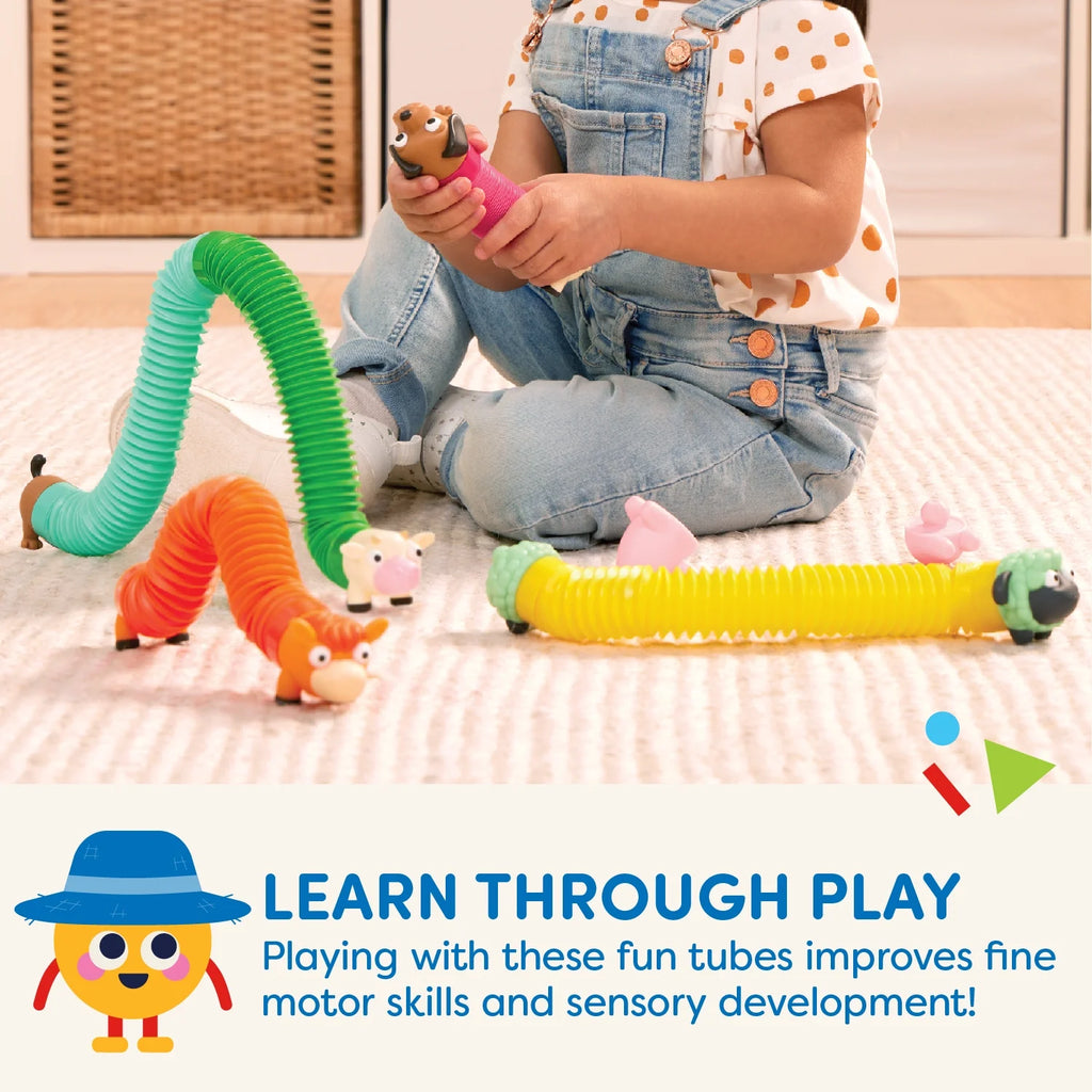 Li'L Barn Buddies 5 Sensory Farm Animal Tubes, Toddler and Preschool Toys