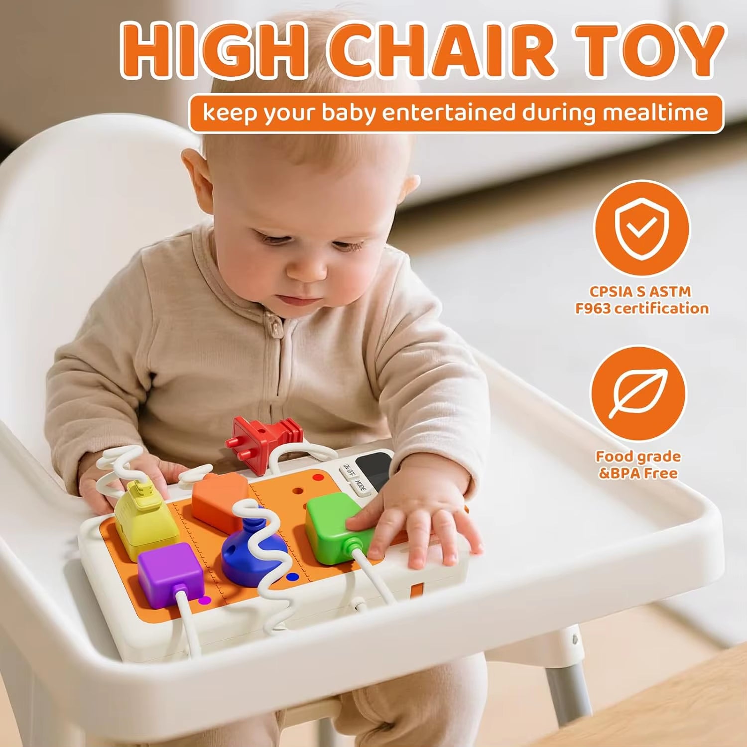 Montessori Early Educational Toys Sensory Plug Outlet for Toddlers Busy Board with Light & Sounds Airplane Car Travel Toys Gift