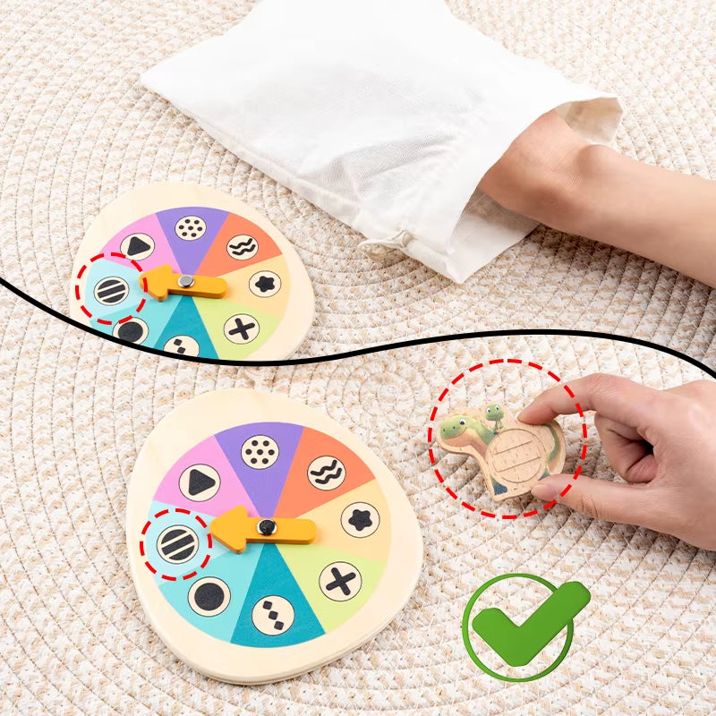 Kids Mystery Bag Tactile Memory Sensory Toys Montessori Dinosaur Turntable Shape Matching Game Sensory Training Educational Toys