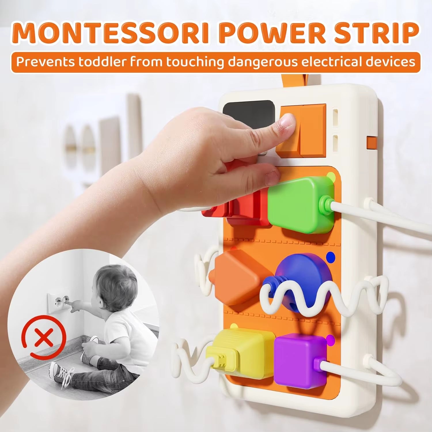 Montessori Early Educational Toys Sensory Plug Outlet for Toddlers Busy Board with Light & Sounds Airplane Car Travel Toys Gift