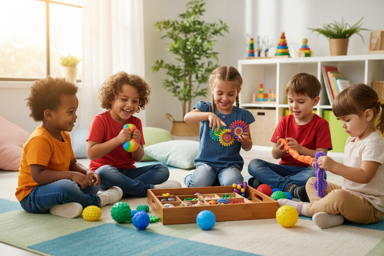 kids playing the sensory toys very collafull and realistic 